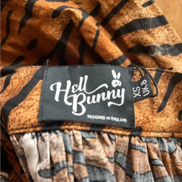HELL BUNNY XS Tiger Print Pocket Circle Skirt NWT - Picture 5 of 14
